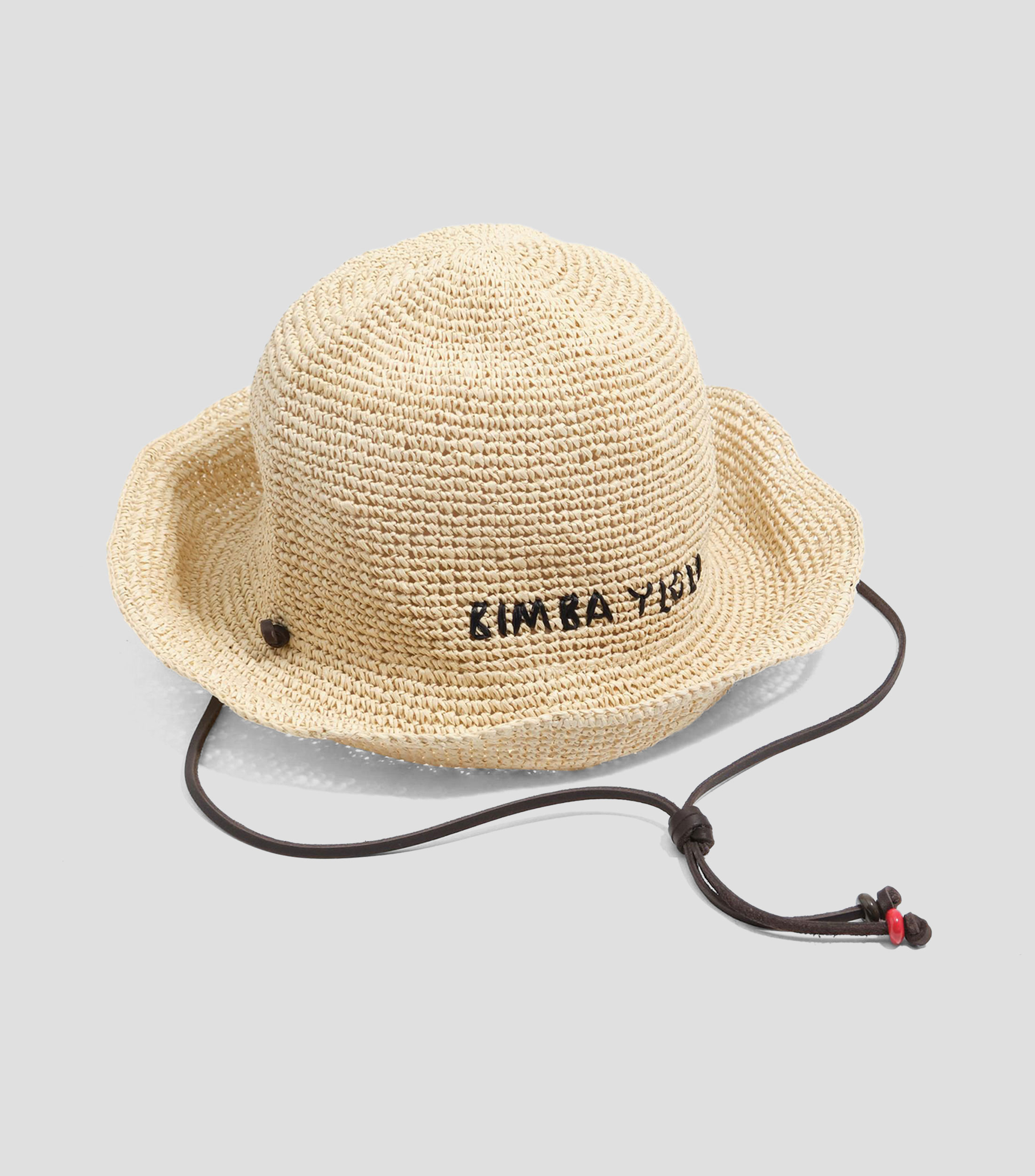 Gorro rafia papel natural con piel Mujer